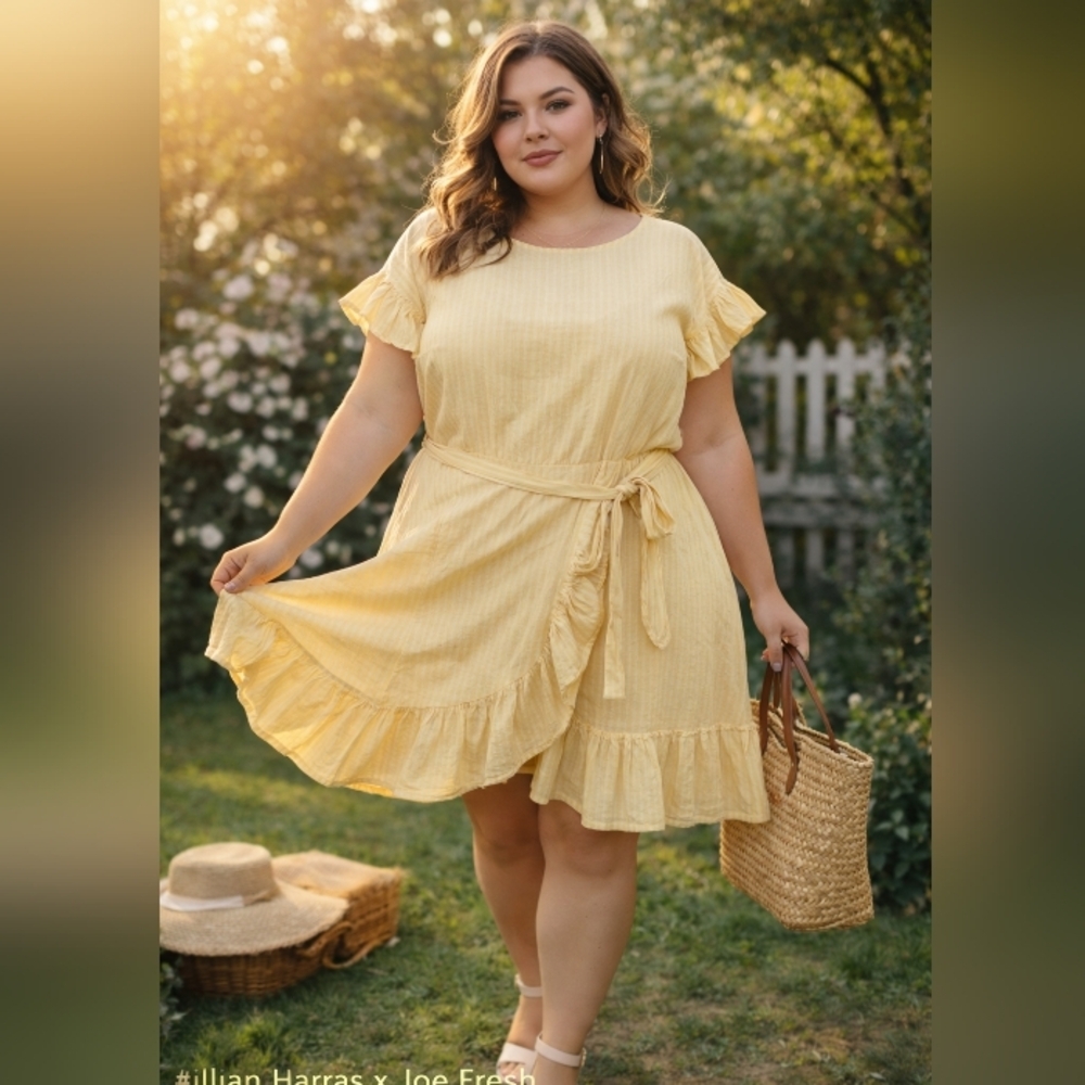 Yellow Ruffle Wrap Dress - Women's Summer Dress